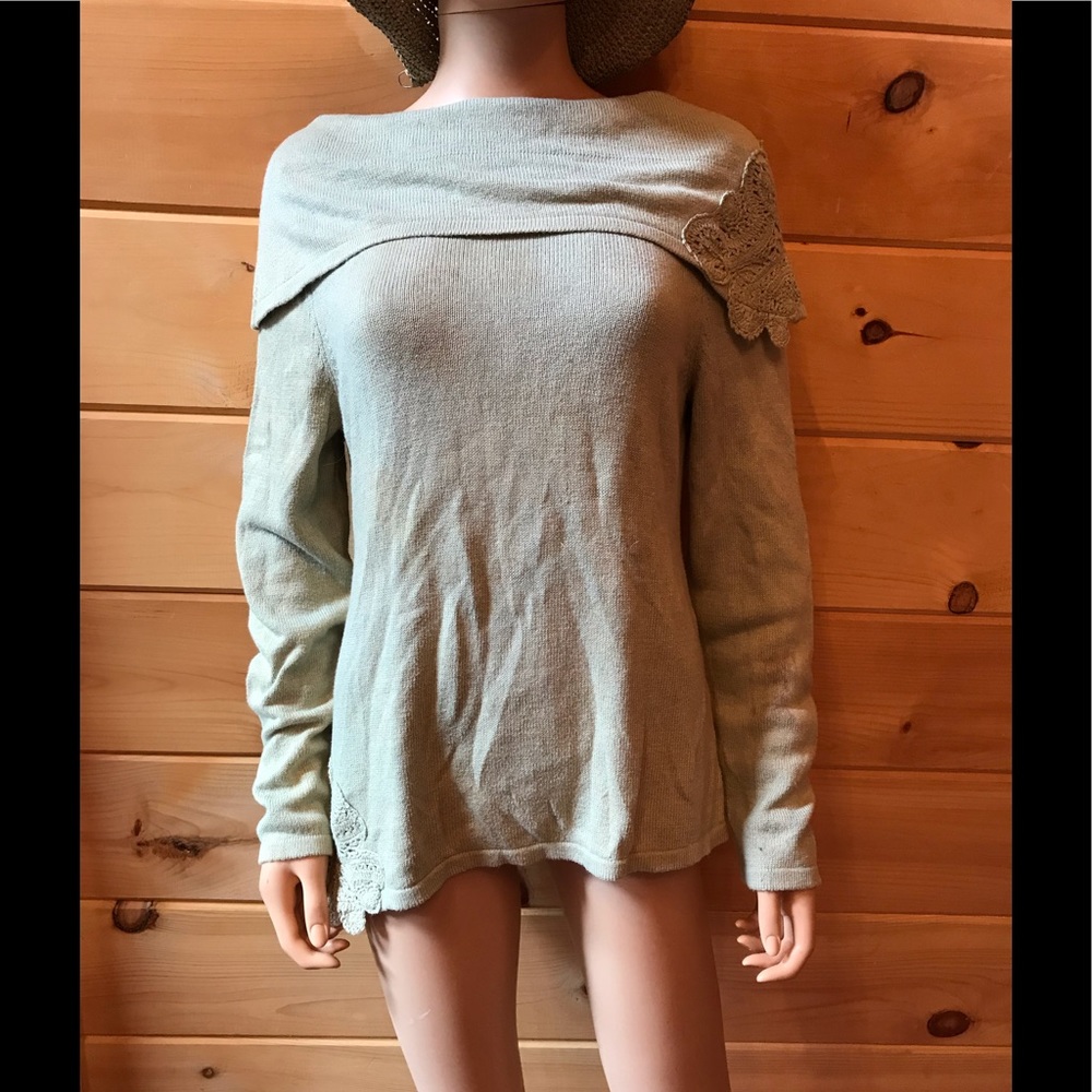 Soft Surroundings seafoam green sweater, size L